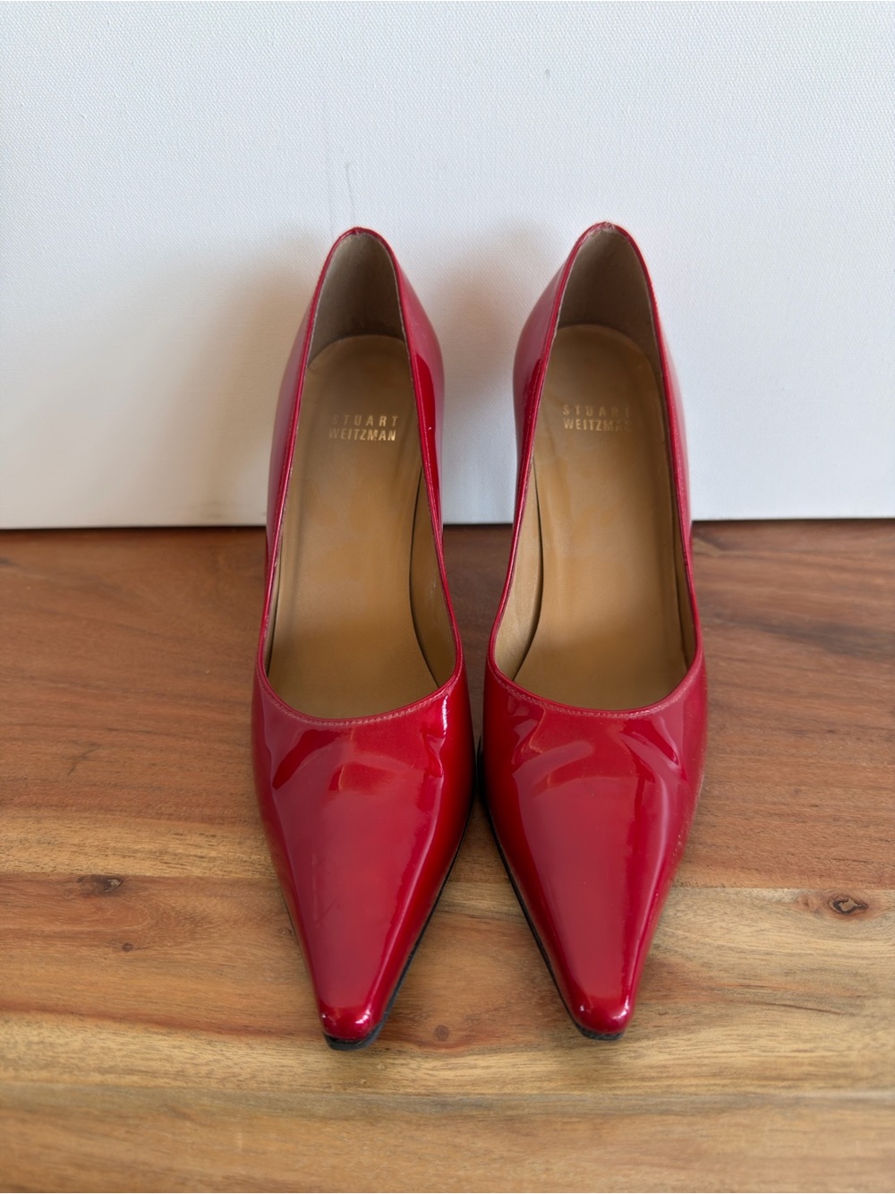 Stuart Weitzman Red Patent Leather Pointed Toe Stiletto Pumps Size 6.5